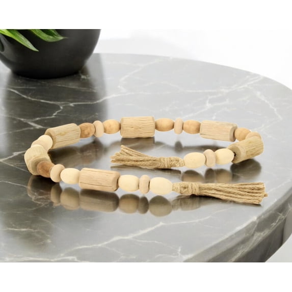 HomeRoots 571111 40 in. Brown Wood Beads & Rope Decorative Tassel