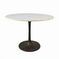 thumbnail image 1 of HomeRoots 517851 40 in. Rounded Marble & Iron Pedestal Base Dining Table, White & Black, 1 of 4