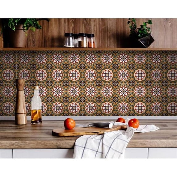 HomeRoots 400003 7 x 7 in. Old World Ole Brown Peel & Stick Tiles
