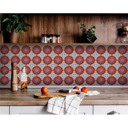 HomeRoots 400216 5 x 5 in. Sage Blue Terra Removable Peel & Stick Tiles