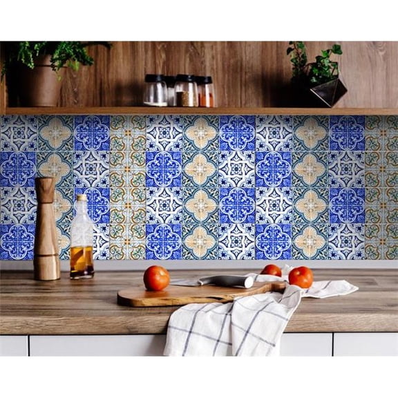 HomeRoots 400251 5 x 5 in. Bella Mix Mosaic Yellow Removable Peel & Stick Tiles