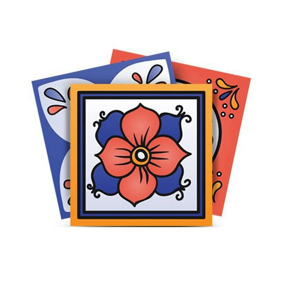 HomeRoots 400446 4 x 4 in. Shades of Blue Celestial Mosaic Peeland Stick Removable Tiles