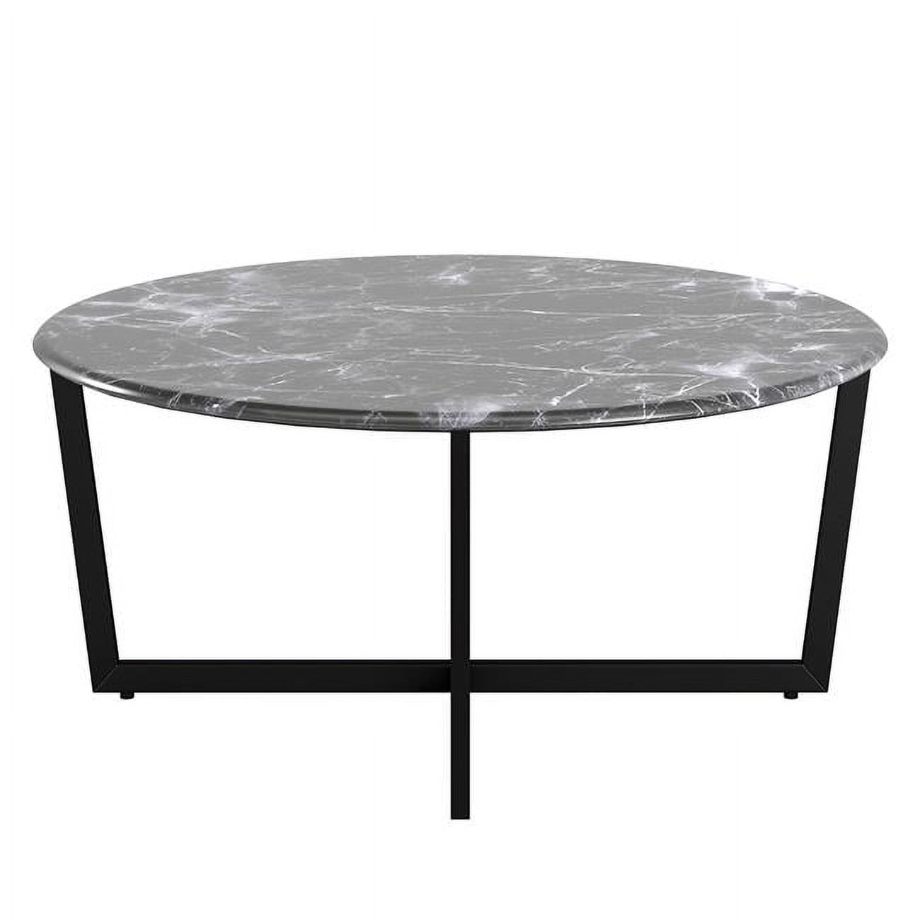 HomeRoots 400556 Faux Marble Round Coffee Table, Black On Black