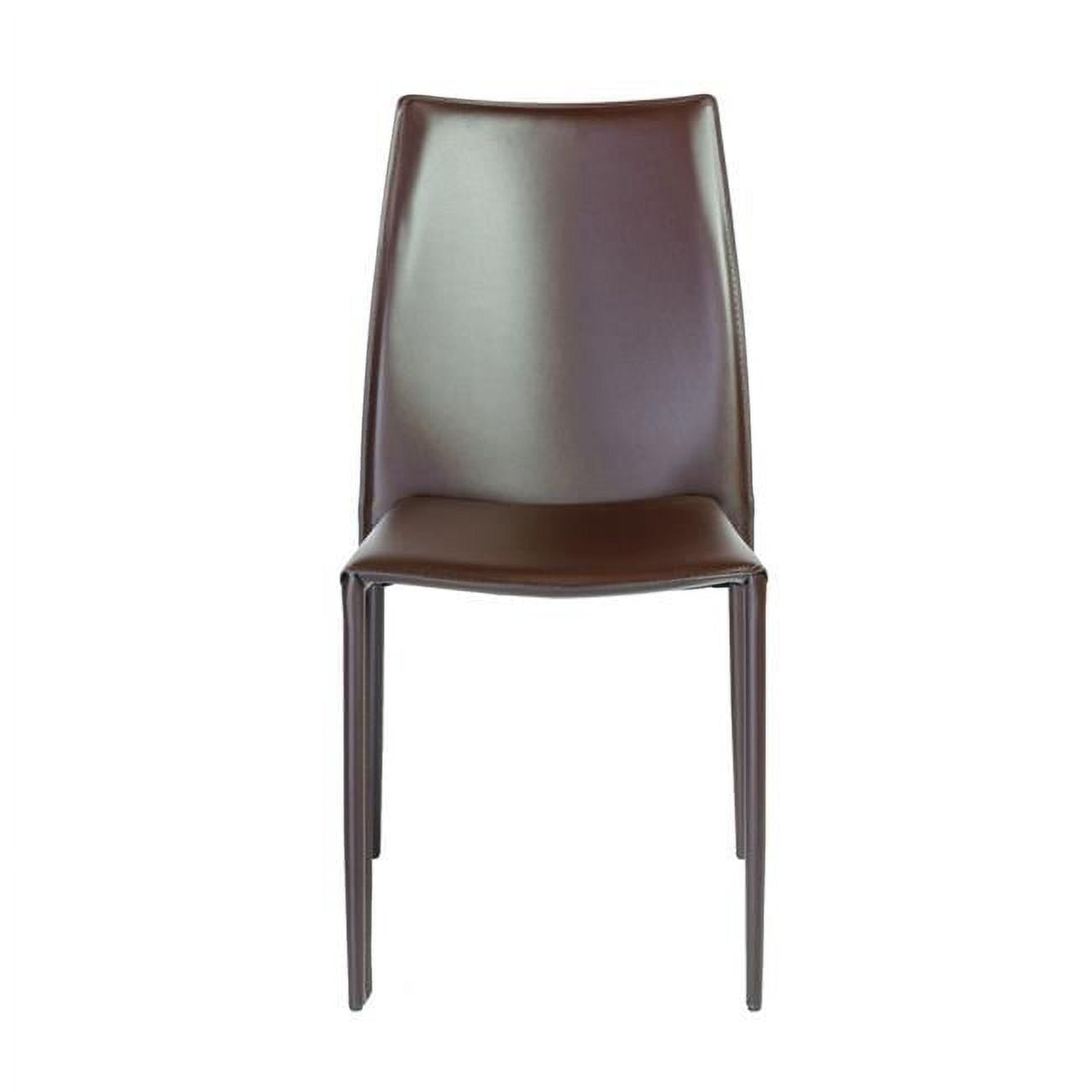 Elegant Brown Faux Leather Metal Frame Stacking Chairs, Set of 2