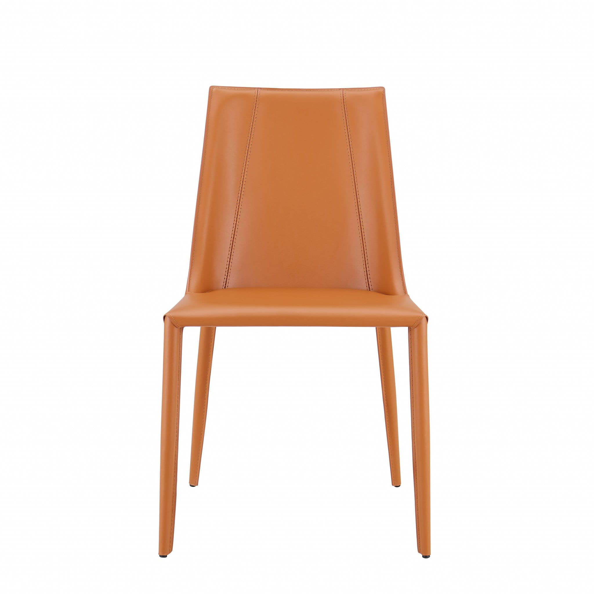 Terra Cotta Faux Leather Upholstered Side Chair with Metal Legs
