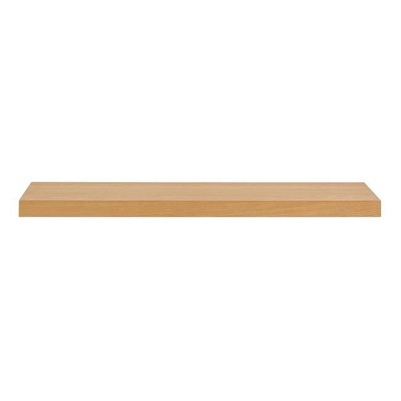 Elegant Oak Finish 43'' Wide Floating Wall Shelf in Light Brown