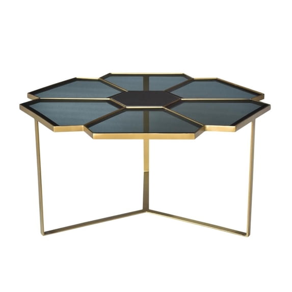 Geometric Floral Glass Coffee Table