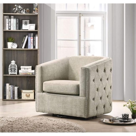 Claire SmartBuy Swivel Barrel Accent Chair Grey