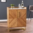 thumbnail image 1 of HomeRoots 401689 Retro Gold Natural & Faux Marble Wine Cabinet, Brown, 1 of 3
