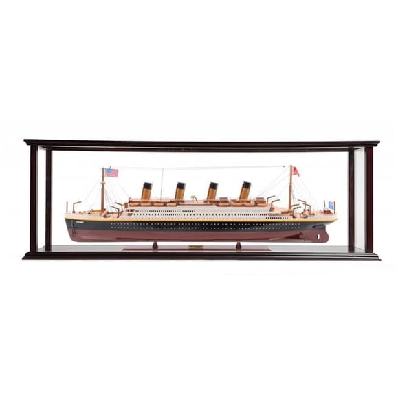 HomeRoots 401879 15 in. 1912 RMS Titanic Large Display Case Boat Hand Painted Decorative Boat, Black & Red