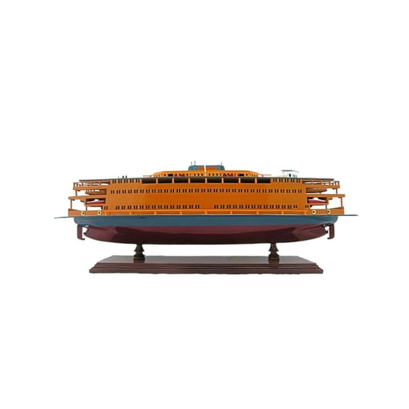HomeRoots 401893 11 in. Maroon Staten Island Ferry Boat Hand Painted Decorative Boat