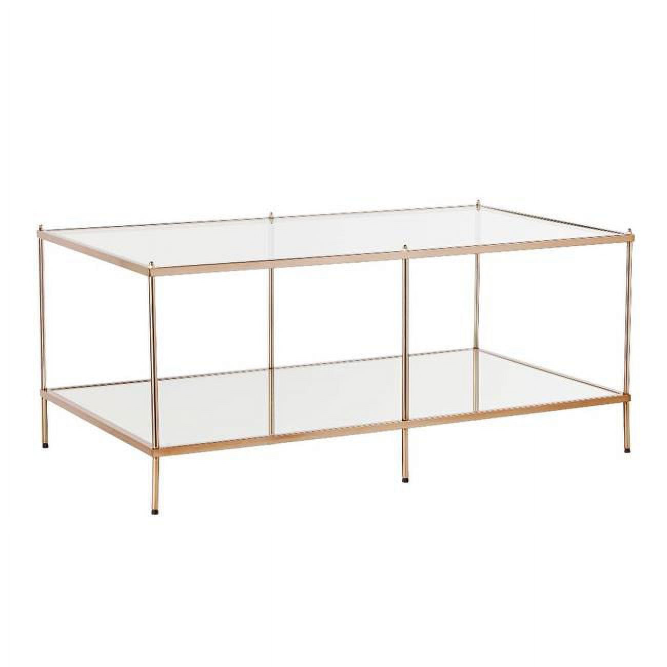 HomeRoots 402101 42 in. Glass & Metal Rectangular Mirrored Coffee Table, Gold
