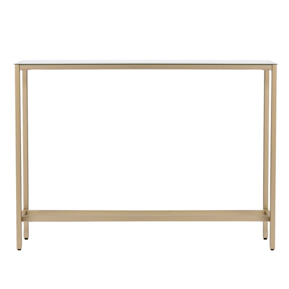 HomeRoots 402365 36 in. Silver & Gold Mirrored Glass Console Table
