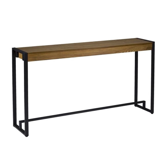 HomeRoots 402373 54 in. Gray, Brown & Black Distressed Sled Console Table