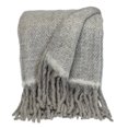 thumbnail image 1 of Super Soft Gray and White Herringbone Handloomed Throw Blanket, 1 of 4