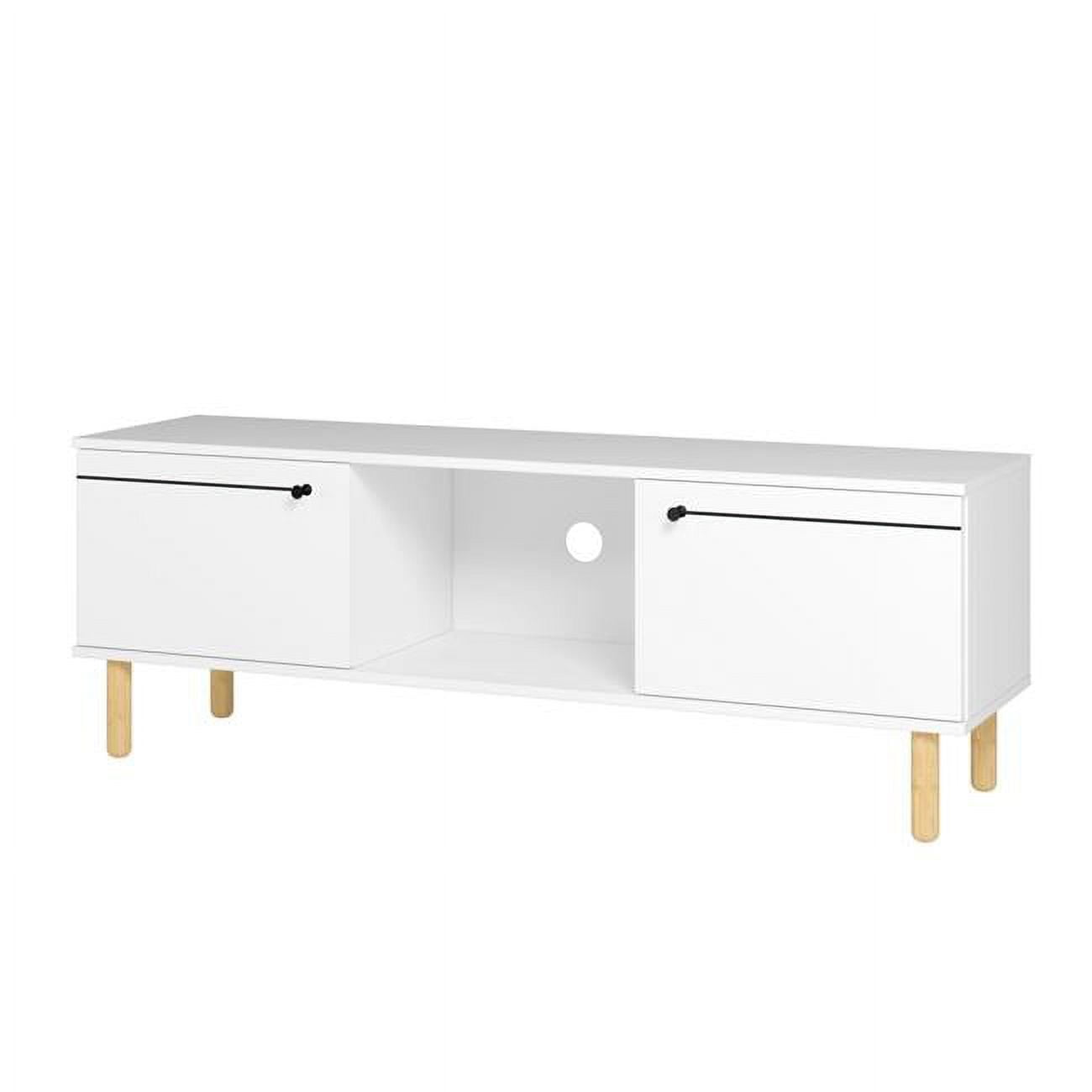 Iko Minimalist White TV Stand with Modern Cabinet Design