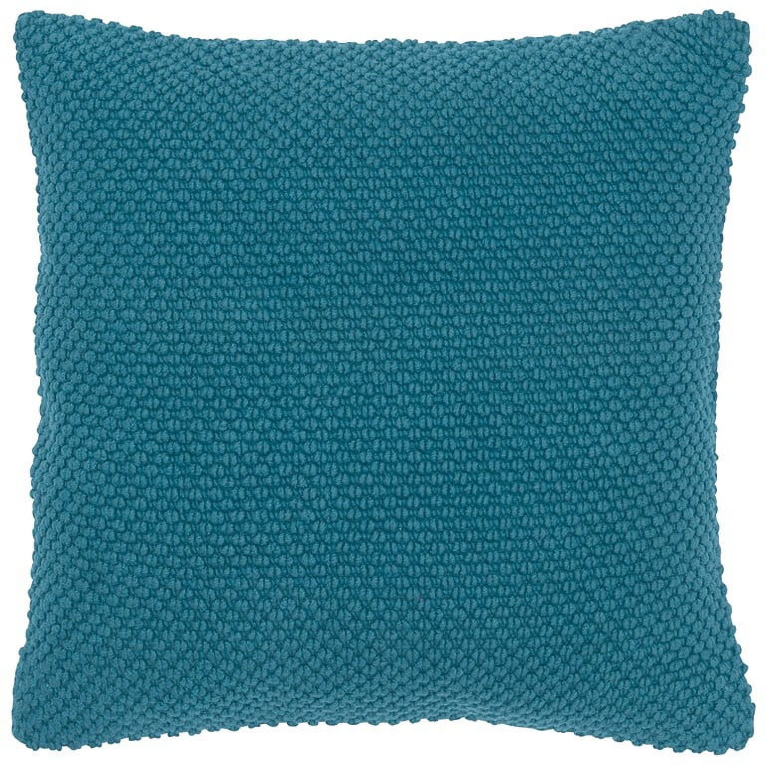 20" x 20" Dark Teal Cotton Canvas Textured Throw Pillow