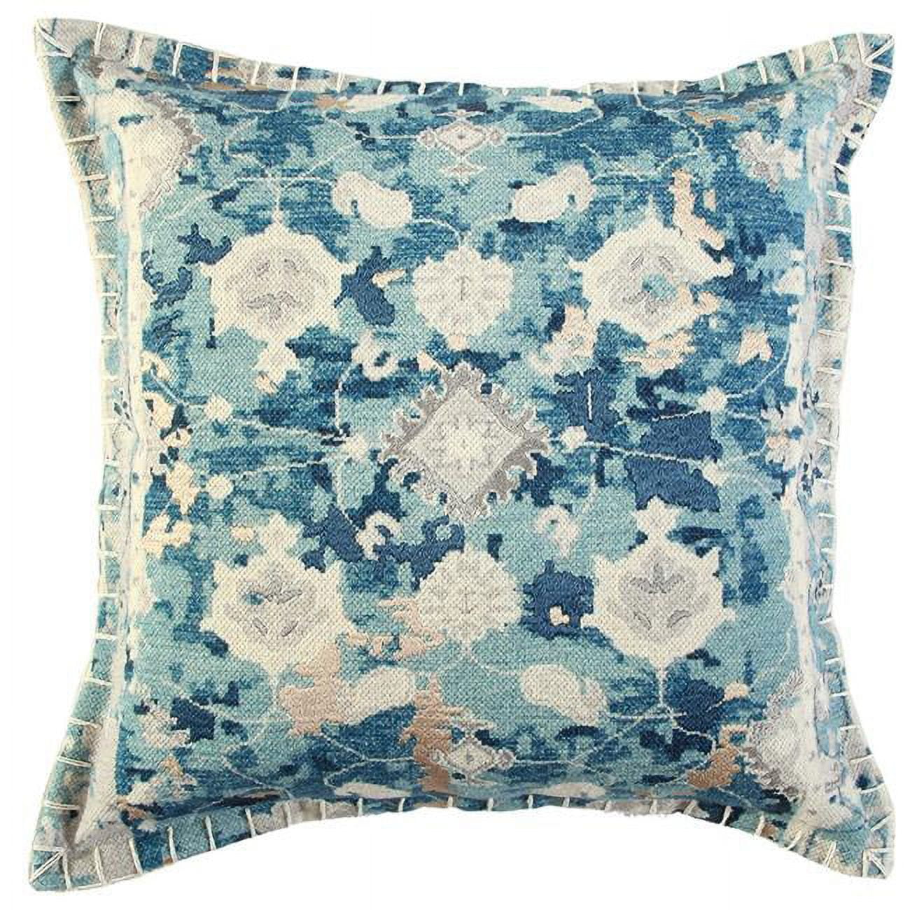 HomeRoots 403479 Blue & White Abstract Artisanal Throw Pillow