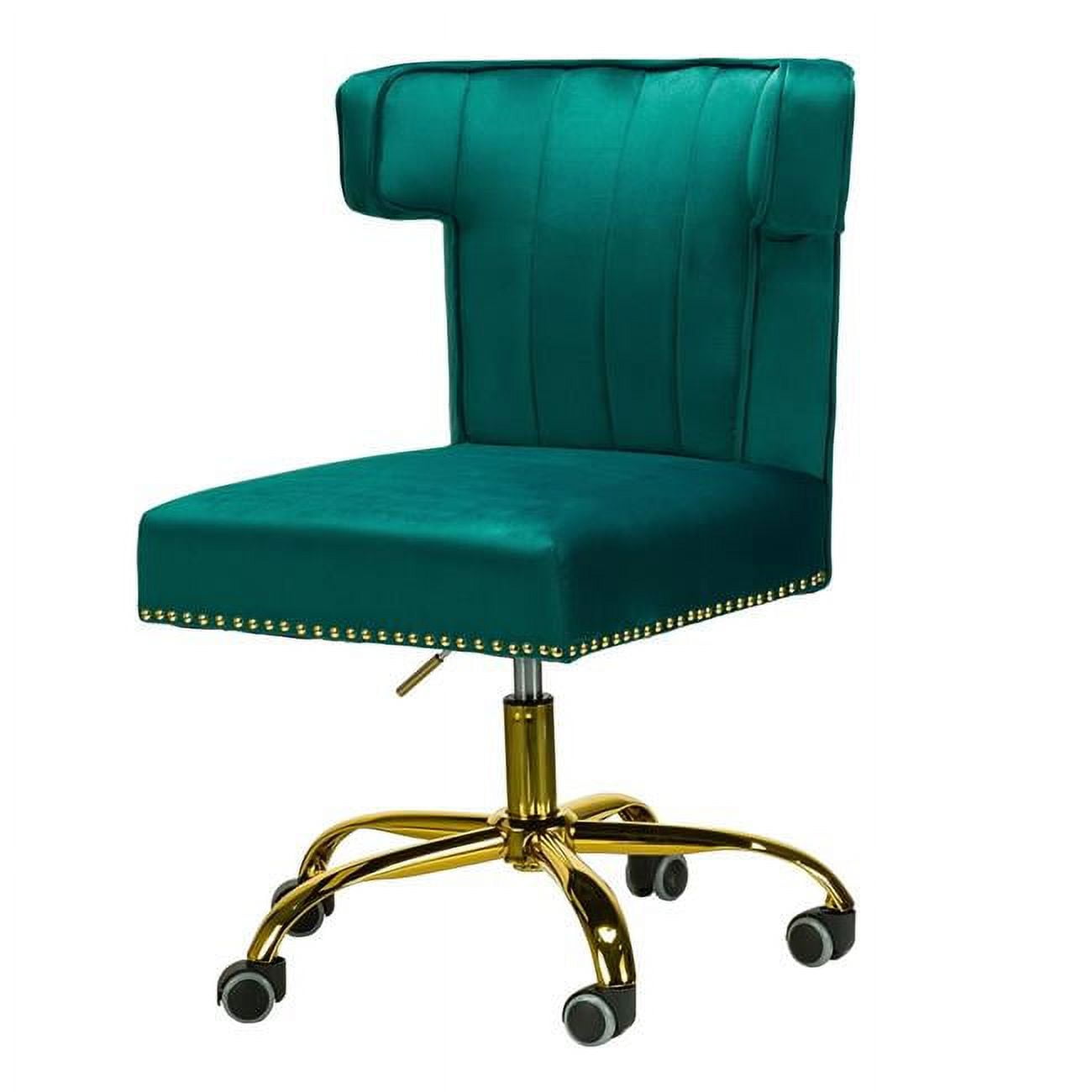 HomeRoots 403578 Contempo Emerald Velvet Nailhead Office Chair, Teal