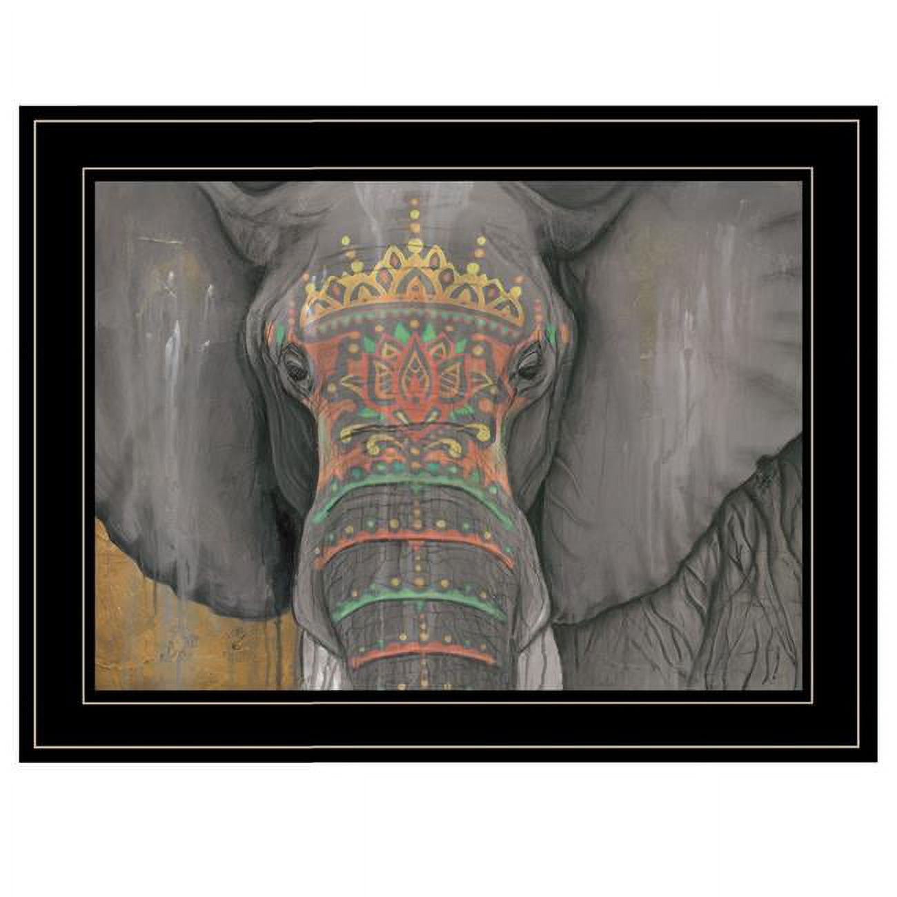 Bohemian Black Framed Tattooed Elephant Canvas Print
