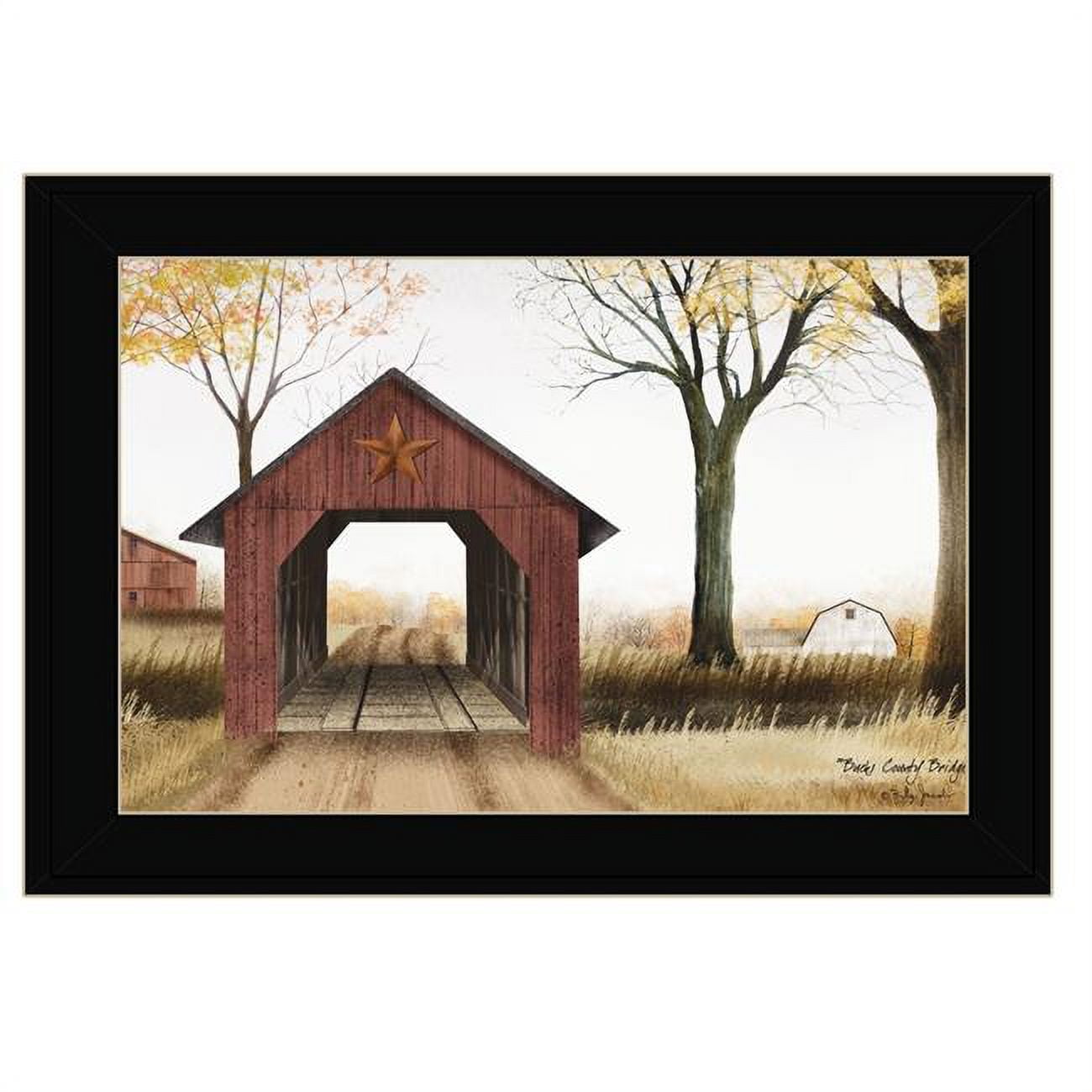 Black Framed Bucks County Bridge Landscape Canvas Print