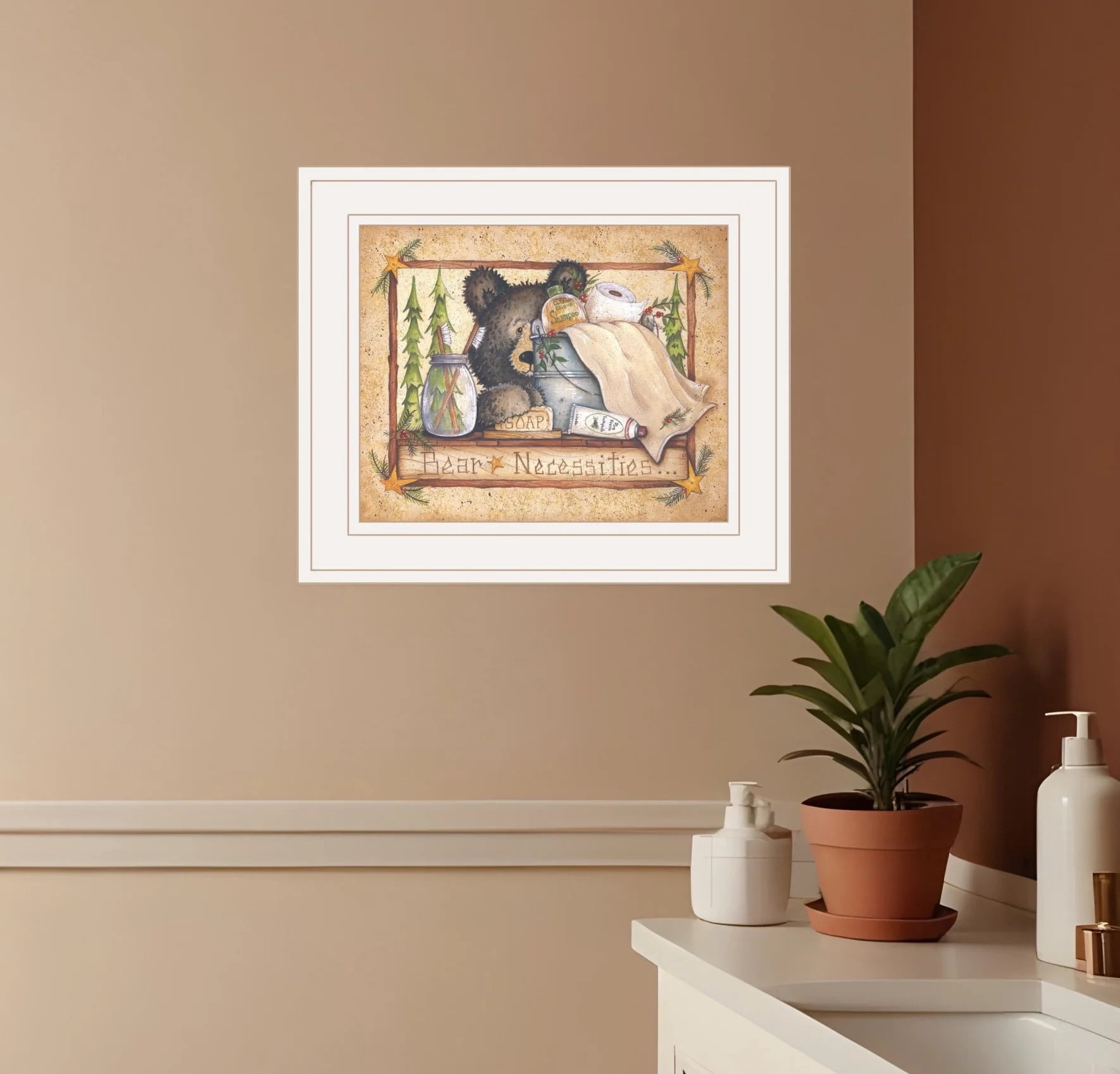HomeRoots 405258 Bear Necessities Getting Ready White Framed Print Wall ...