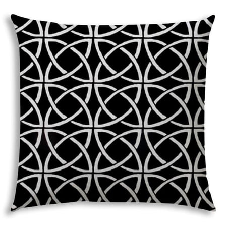 HomeRoots 408825 17 x 17 x 4 in. Black & White Blown Seam Interlocking Throw Indoor & Outdoor Pillow