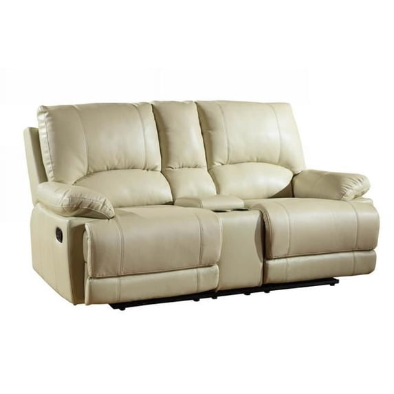 41" Stylish Beige Leather Console Loveseat
