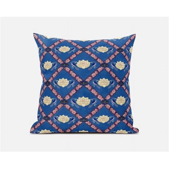 HomeRoots 411903 5 x 20 x 20 in. Blue & Pink Blown Seam Geometric Indoor & Outdoor Throw Pillow