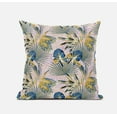 thumbnail image 1 of 20â€ Blue Gold Tropical Zippered Suede Throw Pillow, 1 of 5
