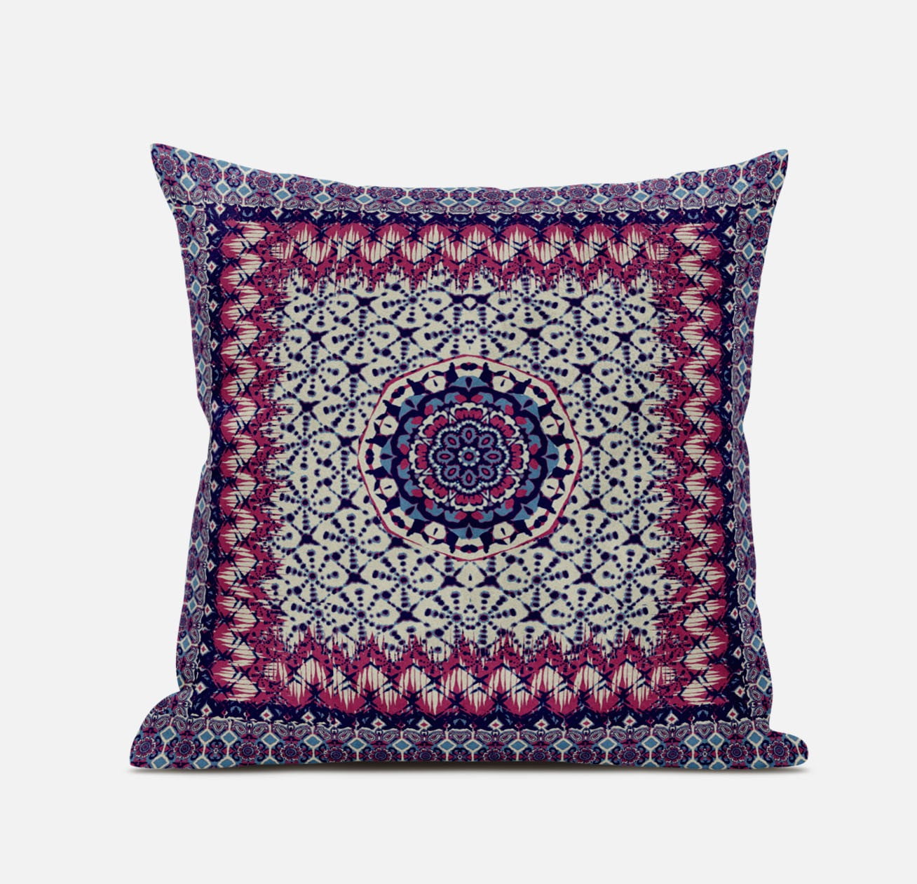 20" Magenta Indigo Floral Suede Throw Pillow Set