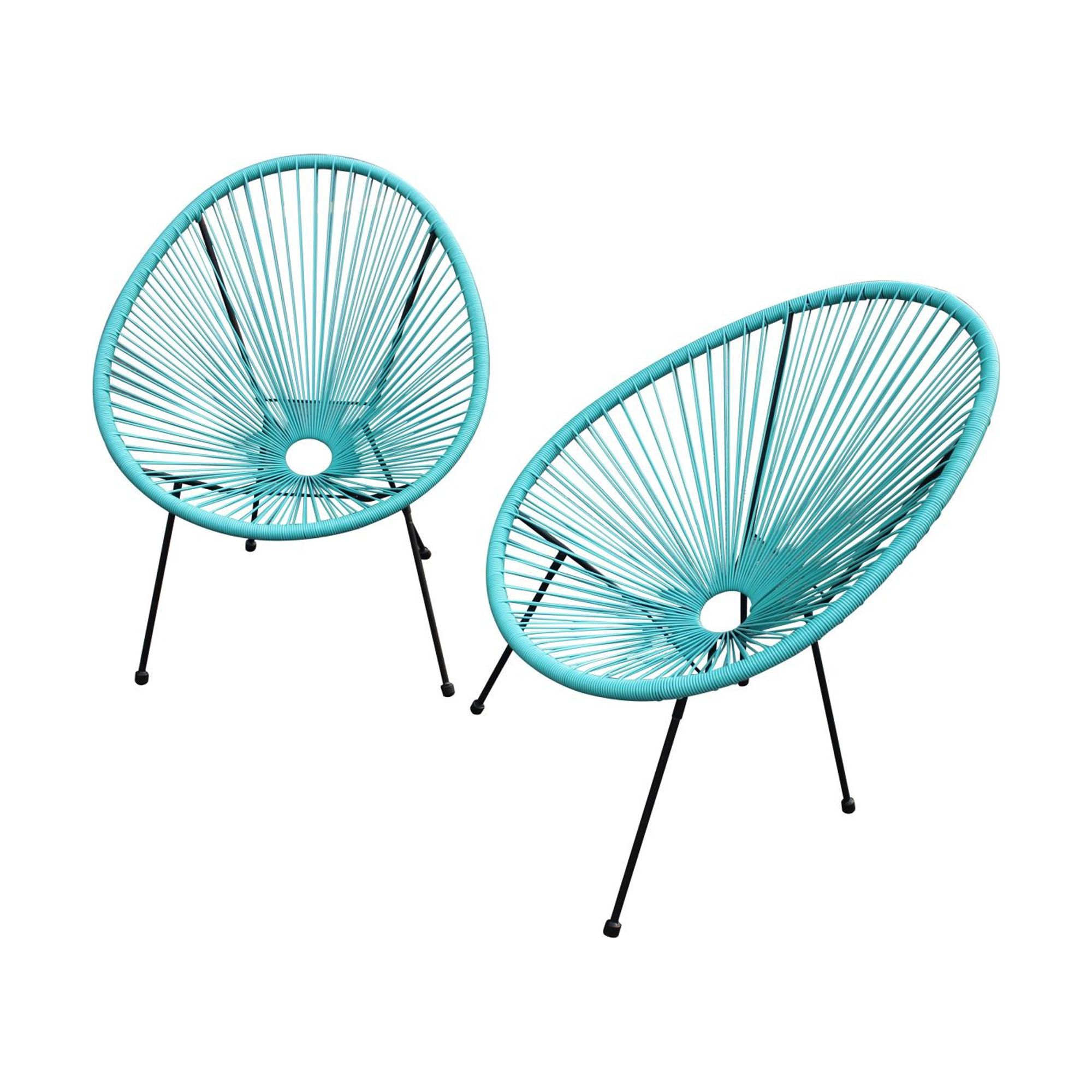 Set of Two Teal Mod Indoor Outdoor String Chairs - Walmart.com