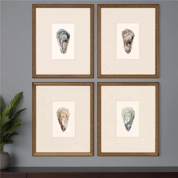 HomeRoots 416361 Ocean Blades Gold Framed Print Wall Art, Set of 4