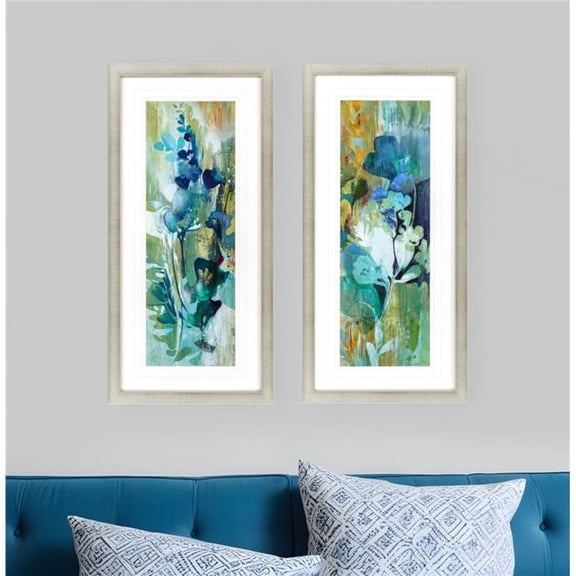 HomeRoots 416480 Botanical Illusion Gold Framed Print Wall Art, Set of 2