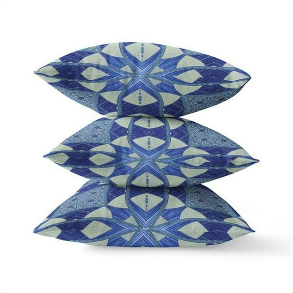 HomeRoots 417510 5 x 26 x 26 in. Dark Blue Zippered Geometric Indoor & Outdoor Throw Pillow
