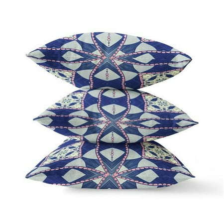 HomeRoots 417515 5 x 16 x 16 in. Indigo & Pink Zippered Geometric Indoor & Outdoor Throw Pillow