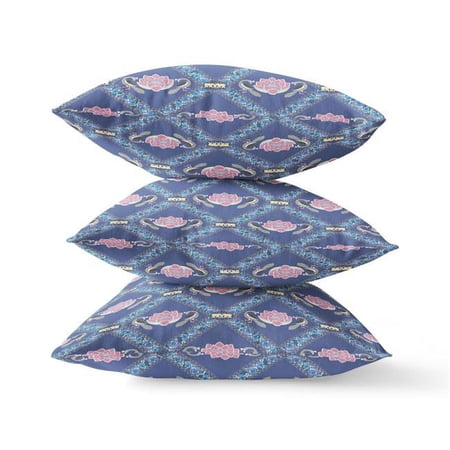 HomeRoots 418083 5 x 18 x 18 in. Purple & Pink Blown Seam Geometric Indoor & Outdoor Throw Pillow