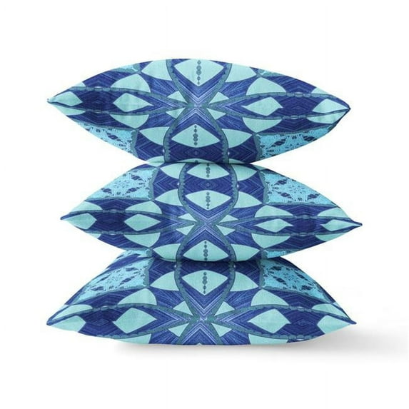 HomeRoots 418145 5 x 26 x 26 in. Blue Blown Seam Geometric Indoor & Outdoor Throw Pillow