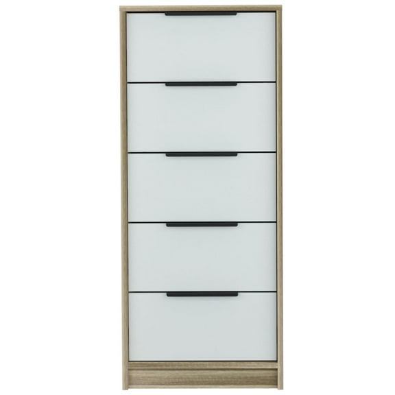 HomeRoots 42" Brown And White Five Drawer Chest