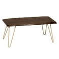 thumbnail image 1 of 42" Gold And Rustic Brown Solid Wood Live Edge Rectangular Coffee Table, 1 of 6