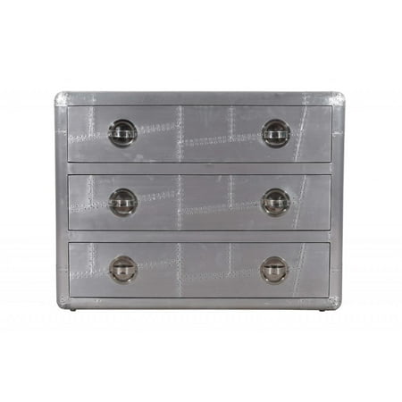 42" Silver Aluminum Three Drawer Dresser