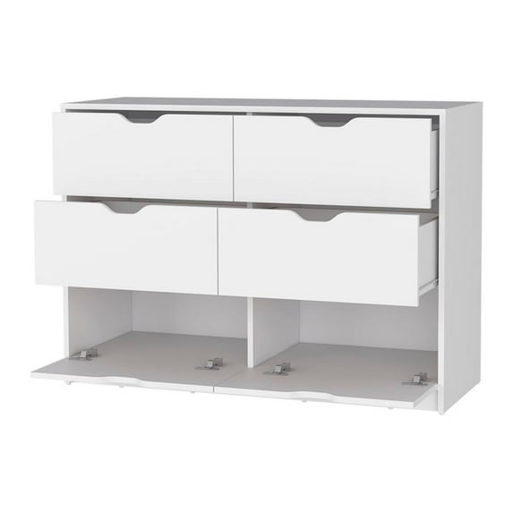 HomeRoots 518026 30.67 x 42.17 x 16.26 in. White Manufactured Wood Six Drawers Modern Dresser