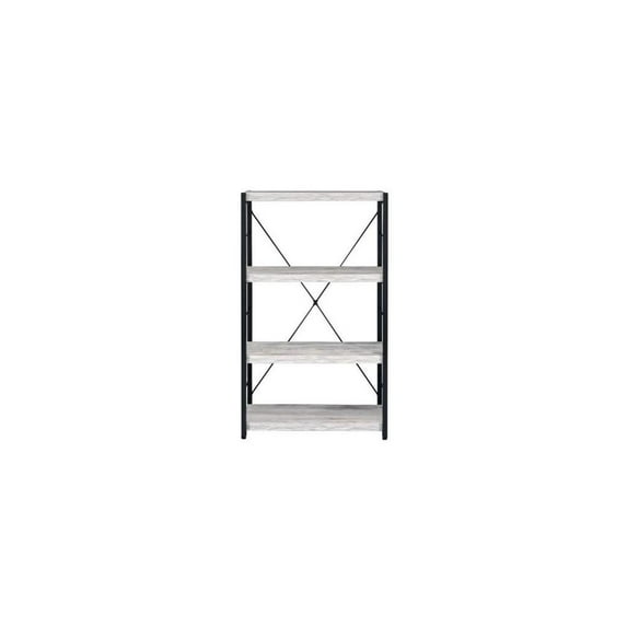 43" Antiqued White Metal Four Tier Etagere Bookcase