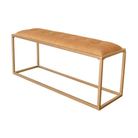 HomeRoots 43" Brown And Gold Upholstered Upholstery Bedroom Bench