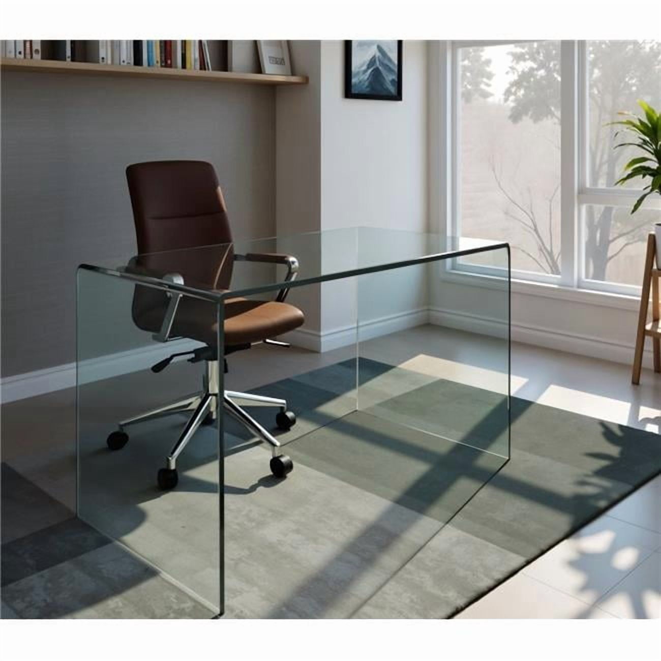 HomeRoots 554196 43 in. Glass Computer Desk, Clear - Walmart.com
