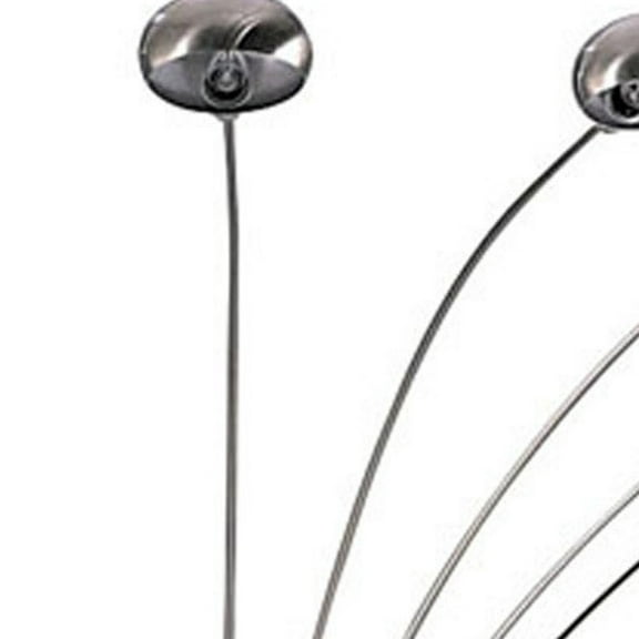 HomeRoots 431769 84 x 45 x 50 in. Nickel Five Lights Arc Floor Lamp with Nickel Dome Shade