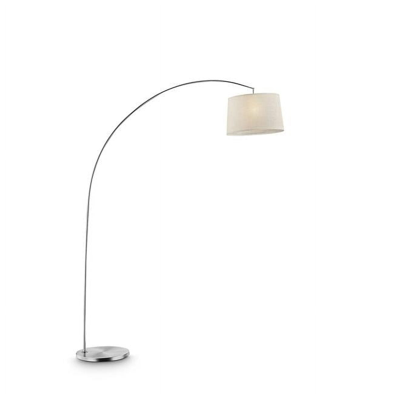 Sleek Silver Adjustable Arch Floor Lamp with Fabric Shade