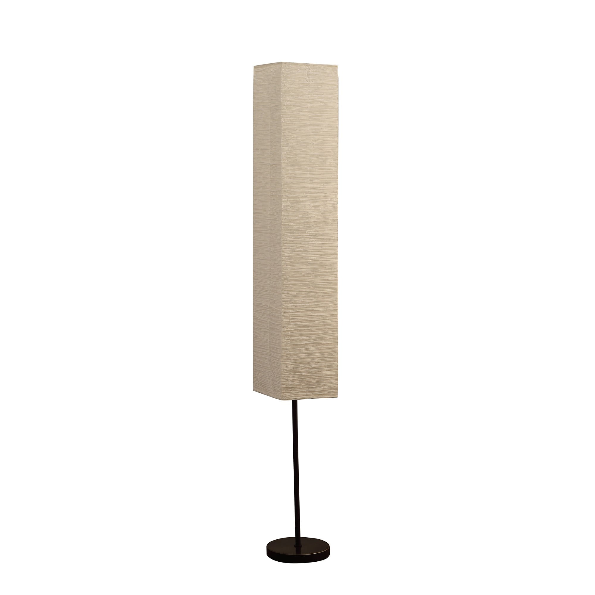 63" Black Column Floor Lamp with Off-White Paper Shade