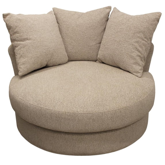 44" Sand Linen Solid Color Swivel Barrel Chair