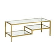 thumbnail image 1 of 45" Gold Glass Rectangular Coffee Table With Two Shelves, 1 of 10